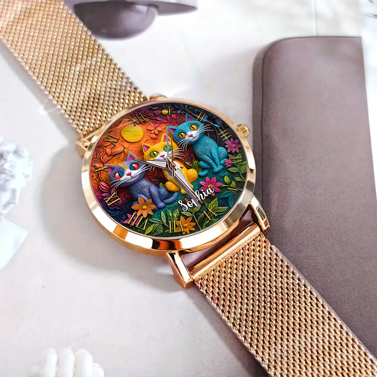 Bohemian Cat - Personalized Cat Women Hand Watch