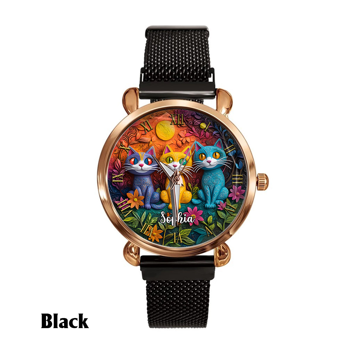 Bohemian Cat - Personalized Cat Women Hand Watch