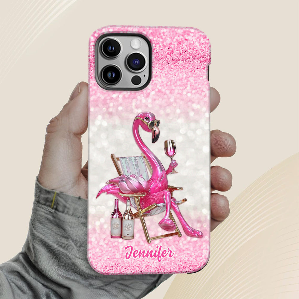 Sei ein Flamingo im Taubenschwarm – Personalisierte Handyhülle mit Flamingo-Vollbilddruck