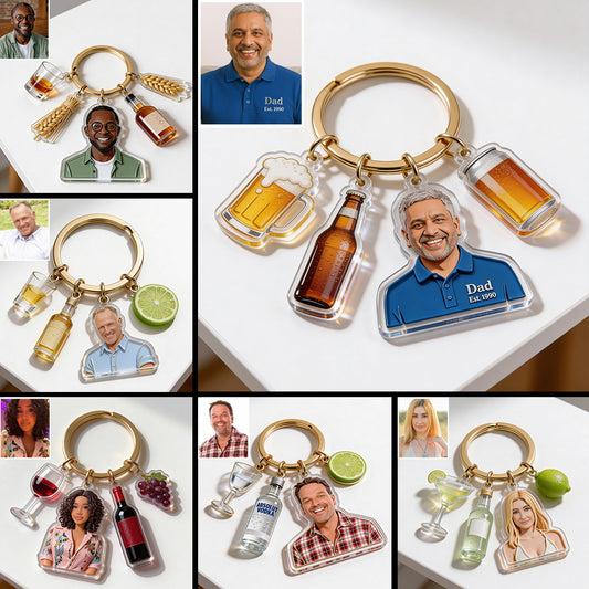 Alcoholic Beverage Fan, Beer, Cocktail, Whiskey, Wine... Lovers - Personalized Alcoholic beverage Premium Keychain With Charms
