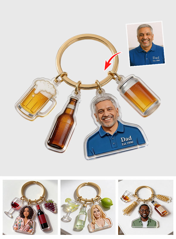 Alcoholic Beverage Fan, Beer, Cocktail, Whiskey, Wine... Lovers - Personalized Alcoholic beverage Premium Keychain With Charms