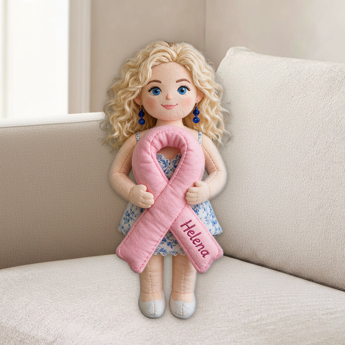 Fight Like A Warrior - Personalized Breast Cancer Awareness Plush Ornament