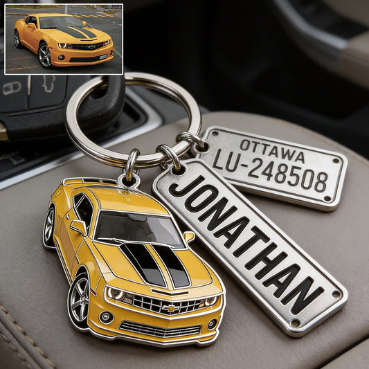 Custom Vehicle Keychain From Any Photo - Personalized Car Lover Premium Keychain With Charms