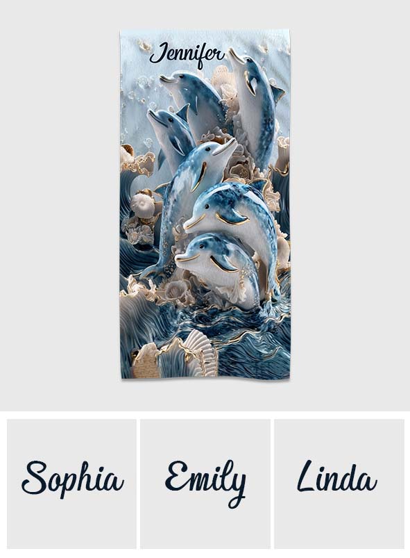 Serviette de plage/de bain personnalisée Ocean Dolphin à séchage rapide