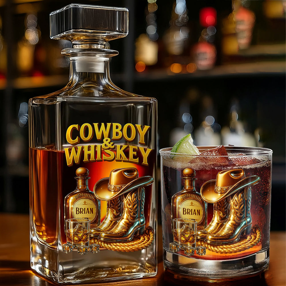 Cowboy & Whiskey - Personalized Whisky Whiskey Decanter Set