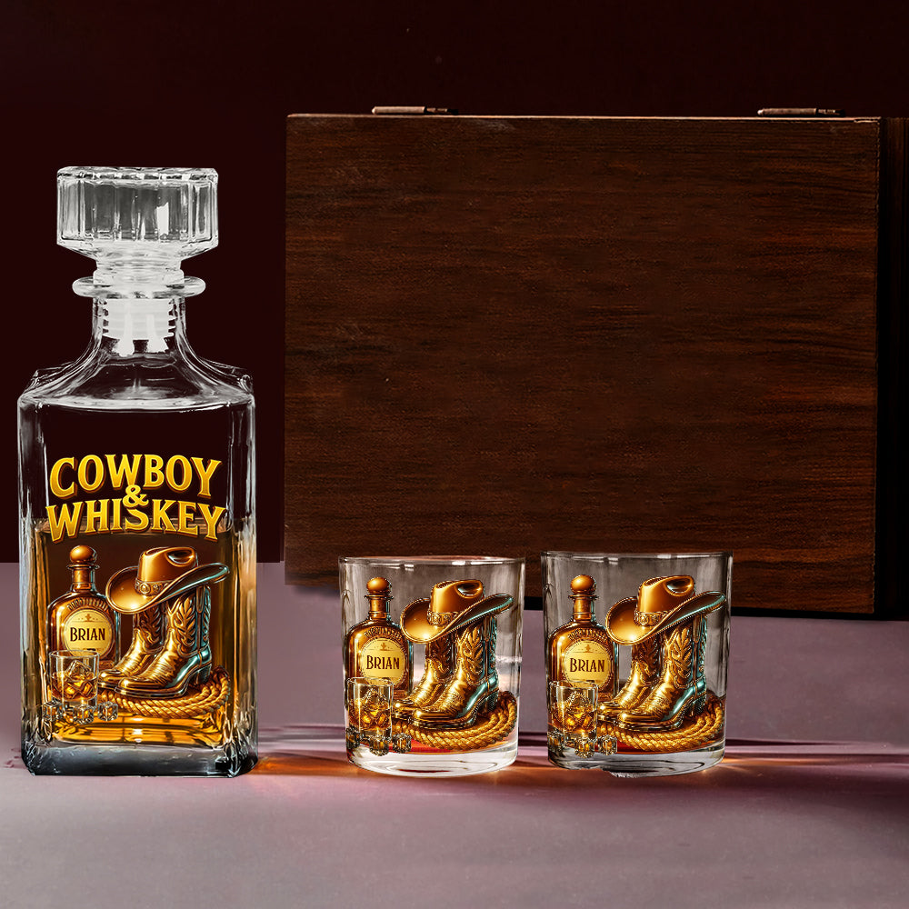 Cowboy & Whiskey - Personalized Whisky Whiskey Decanter Set