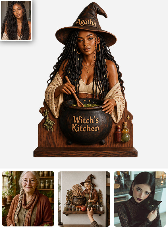 Witch's Kitchen - Personalized Witch Wooden Floating Shelf