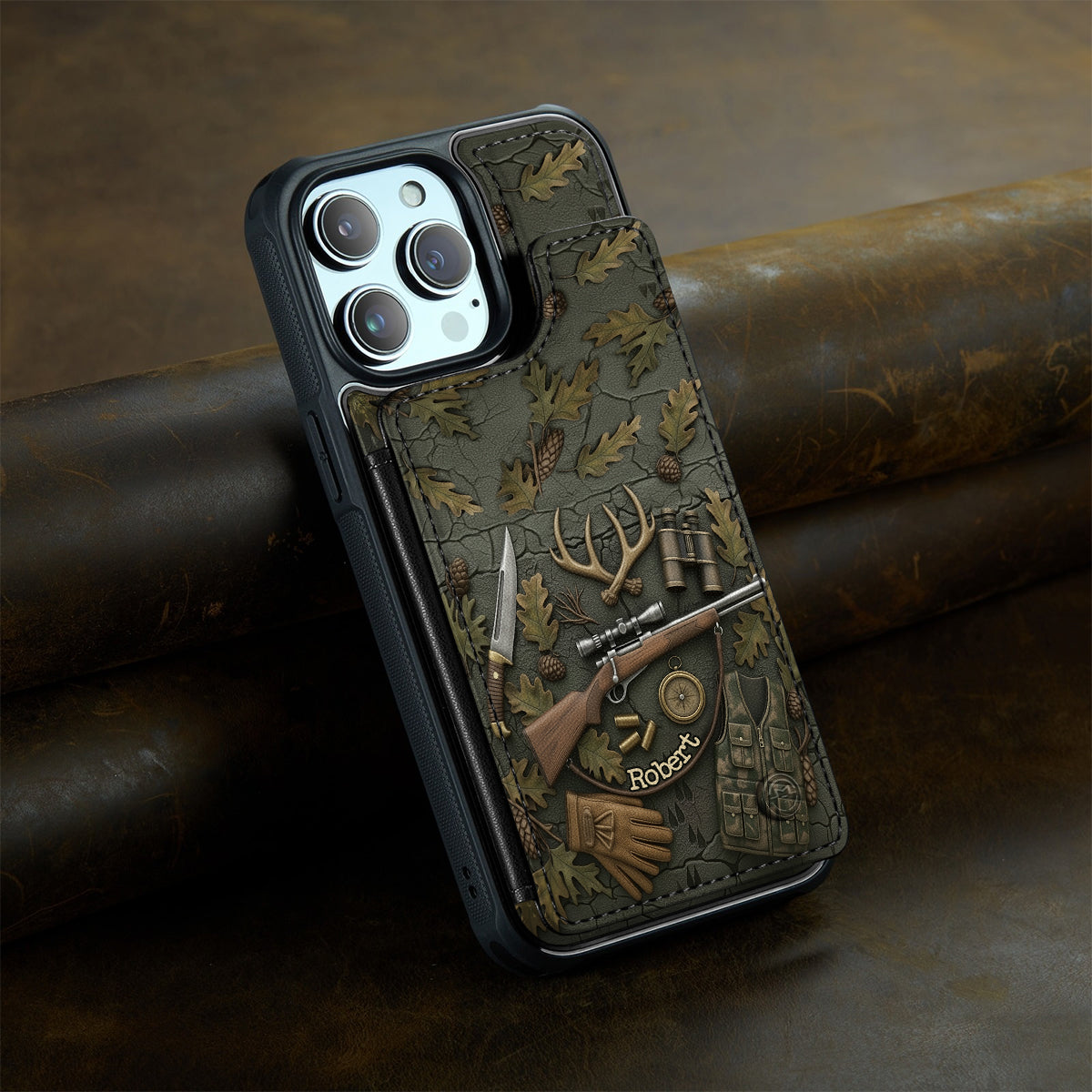Passionné de chasse - Étui portefeuille de téléphone personnalisé sur le thème de la chasse, entièrement imprimé