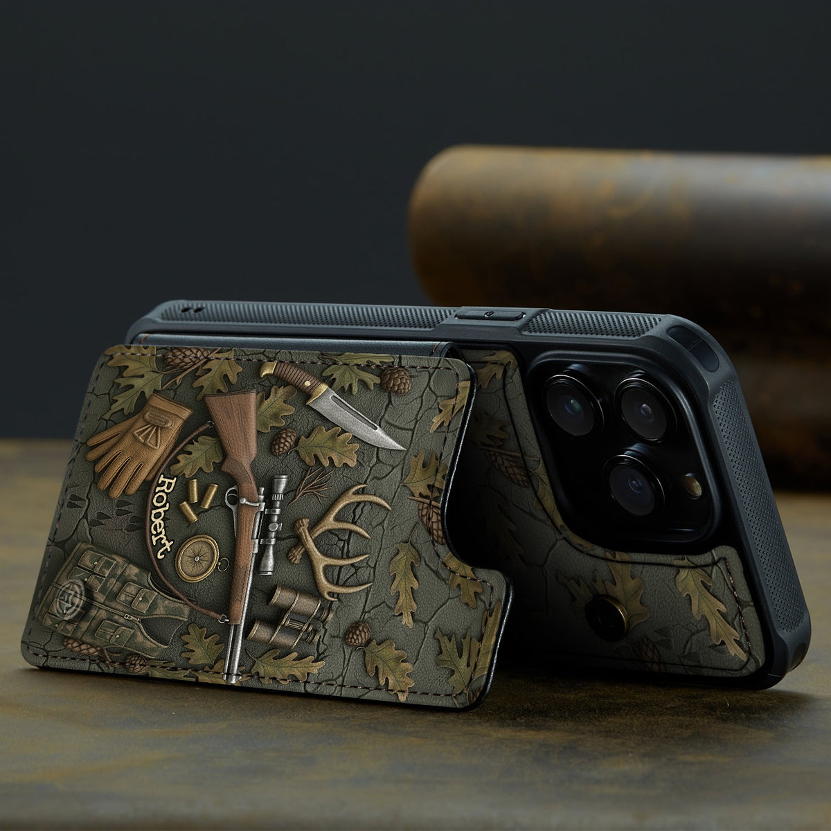 Passionné de chasse - Étui portefeuille de téléphone personnalisé sur le thème de la chasse, entièrement imprimé