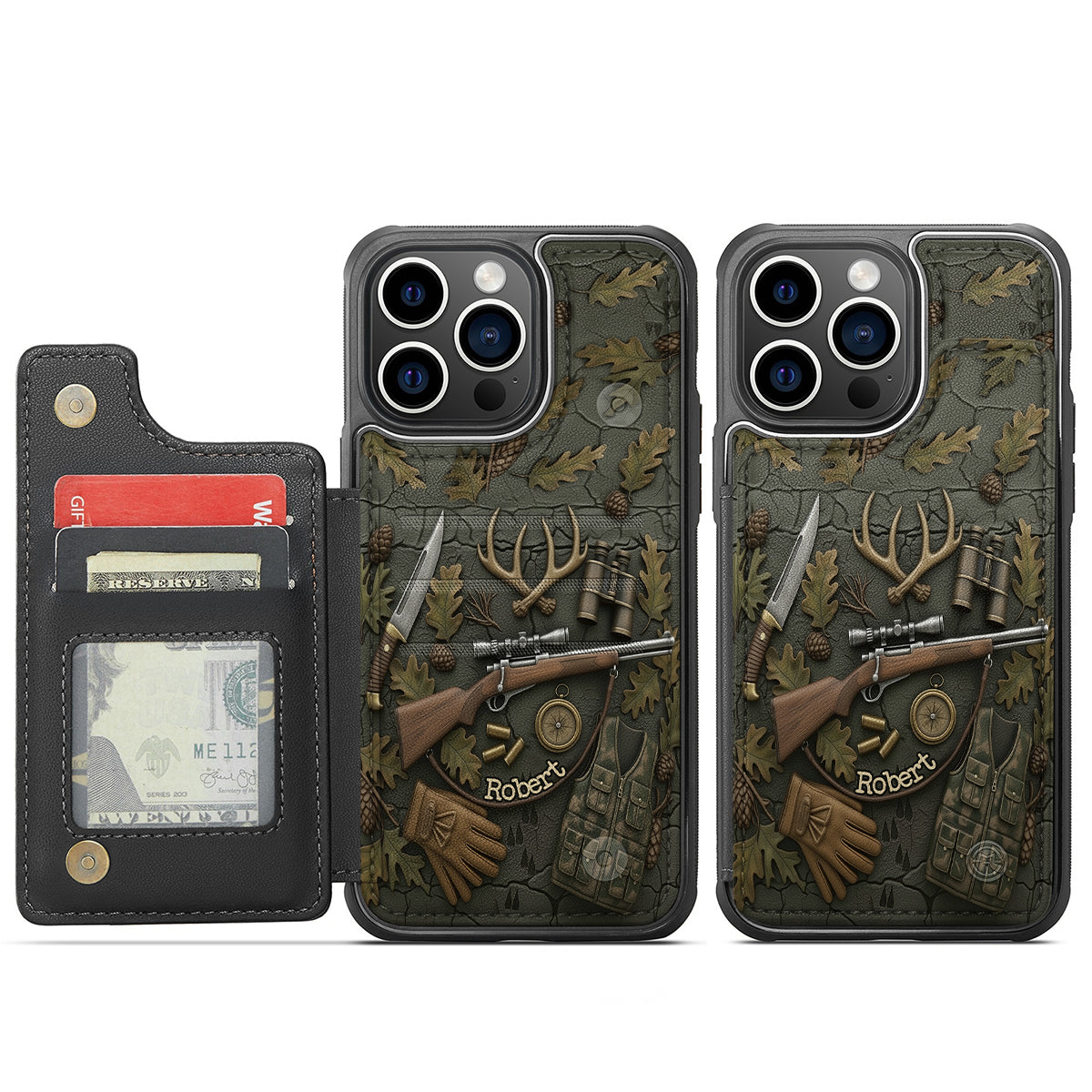 Passionné de chasse - Étui portefeuille de téléphone personnalisé sur le thème de la chasse, entièrement imprimé