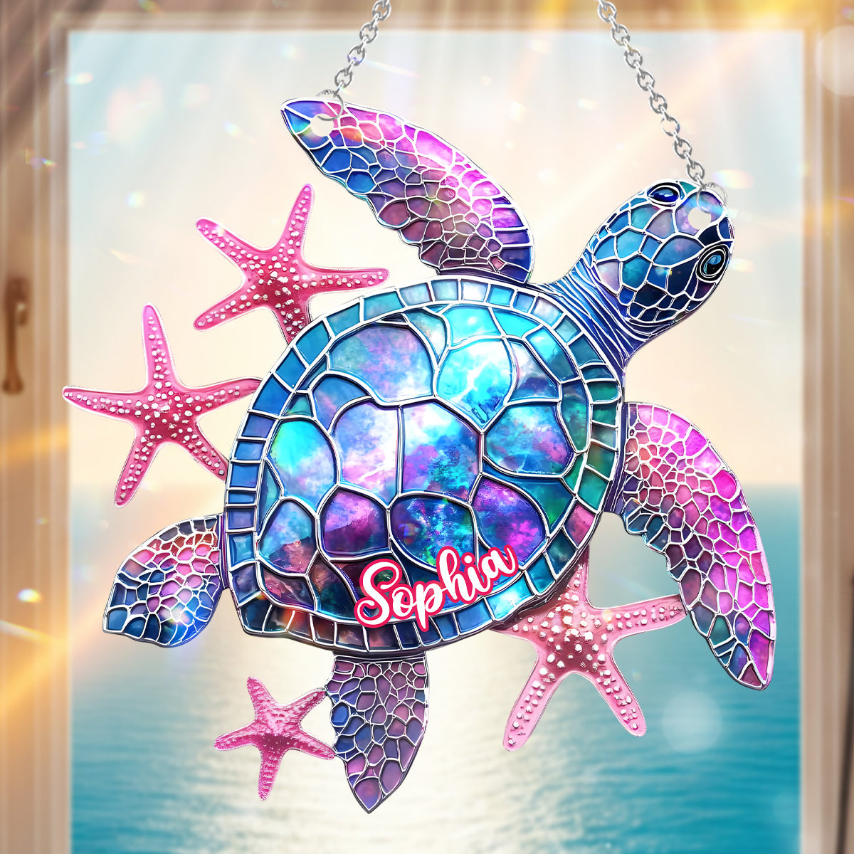 Love Turtle - Personalized Turtle Window Hanging Suncatcher Ornament