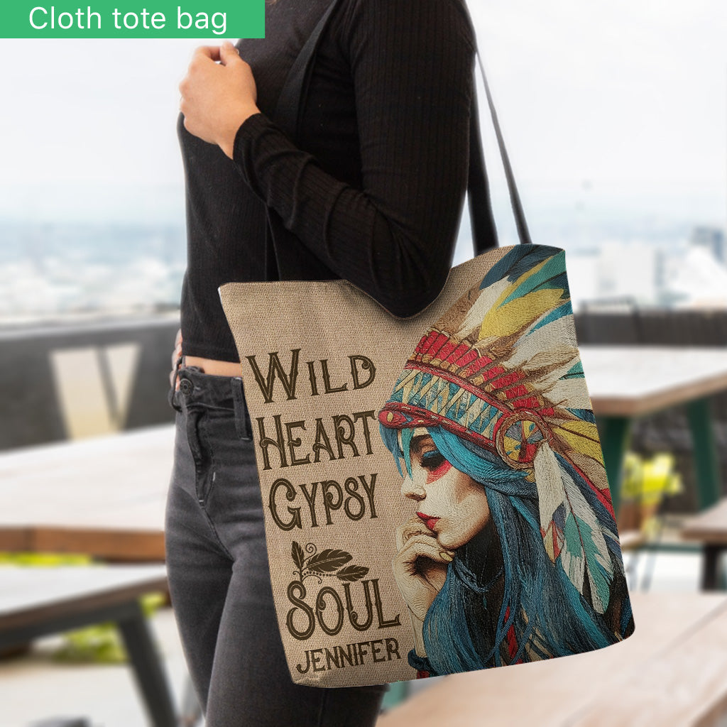 Native American Girl Wild Heart Gypsy Soul - Personalized American Indian Tote Bag