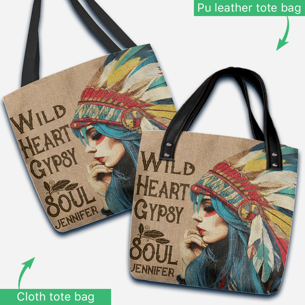 Native American Girl Wild Heart Gypsy Soul - Personalized American Indian Tote Bag