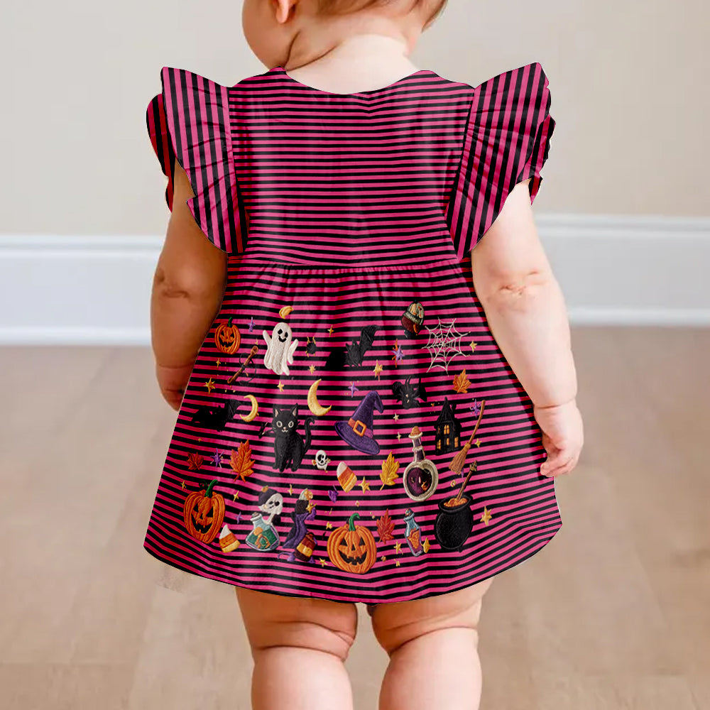 Spooky Smiles, Little Magic - Personalized Kid Ruffle Sleeve Dress