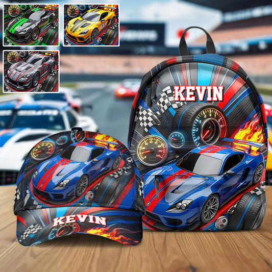High-speed Racing Car - Personalized Kid Classic Cap & Backpack