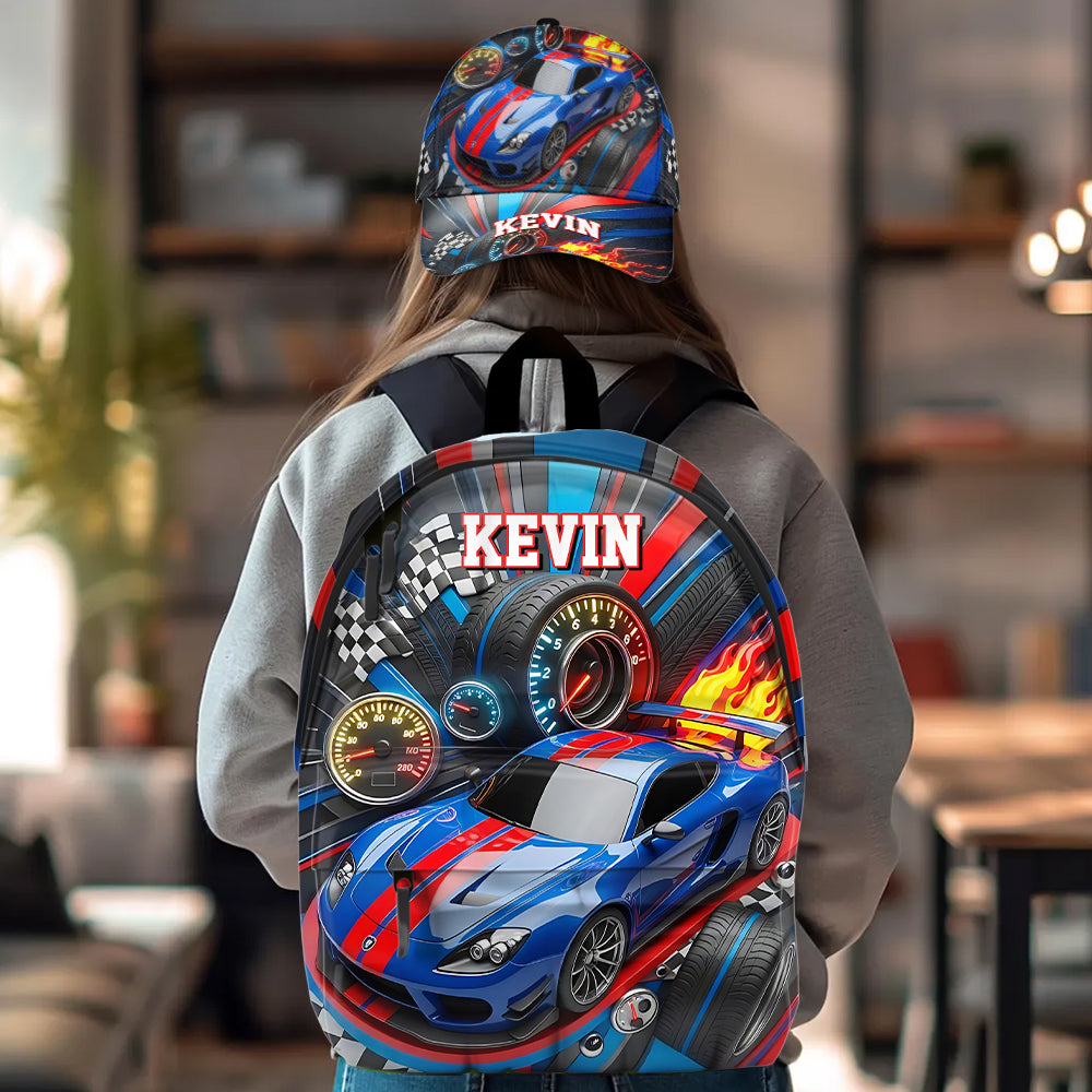 High-speed Racing Car - Personalized Kid Classic Cap & Backpack