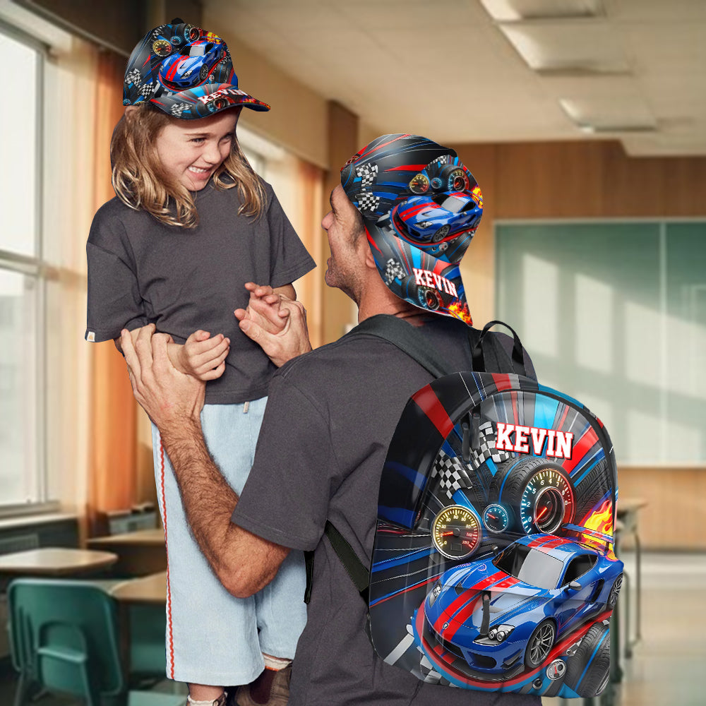 High-speed Racing Car - Personalized Kid Classic Cap & Backpack