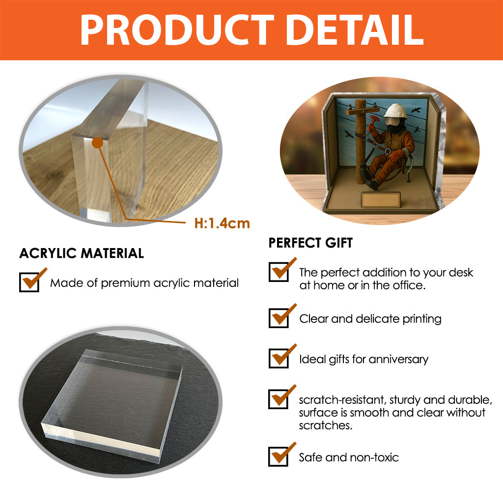 Cool Line Man - Personalized Lineman Custom Shaped Acrylic Plaque