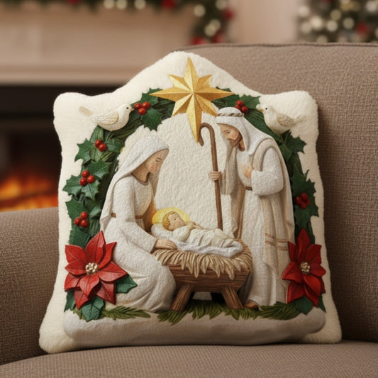Ivory Blessing Jesus Is The Reason - Personalized Christian Faux Fur Shaped Pillow