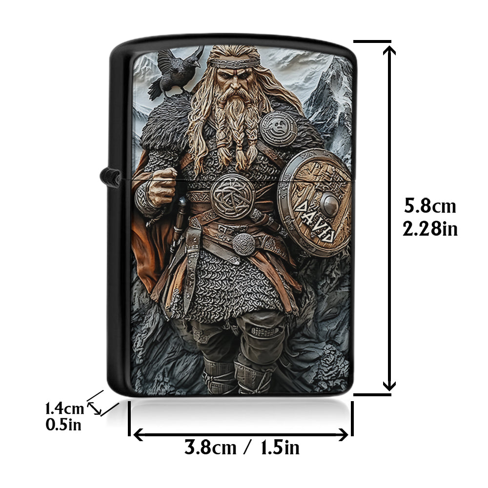 Viking Warrior and Raven - Personalized Viking Lighter