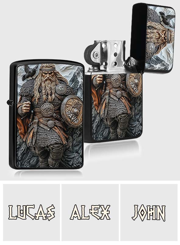 Viking Warrior and Raven - Personalized Viking Lighter