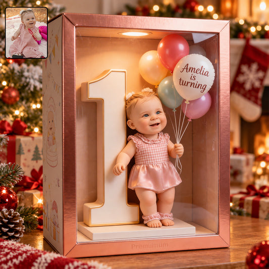 Photo, Balloons And Number - Personalized Birthday Acrylic Display Box