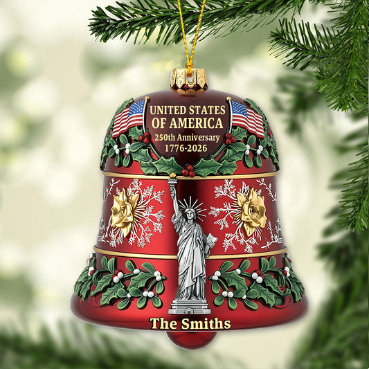 United States 250th Anniversary Bell - Personalized Family Ornament
