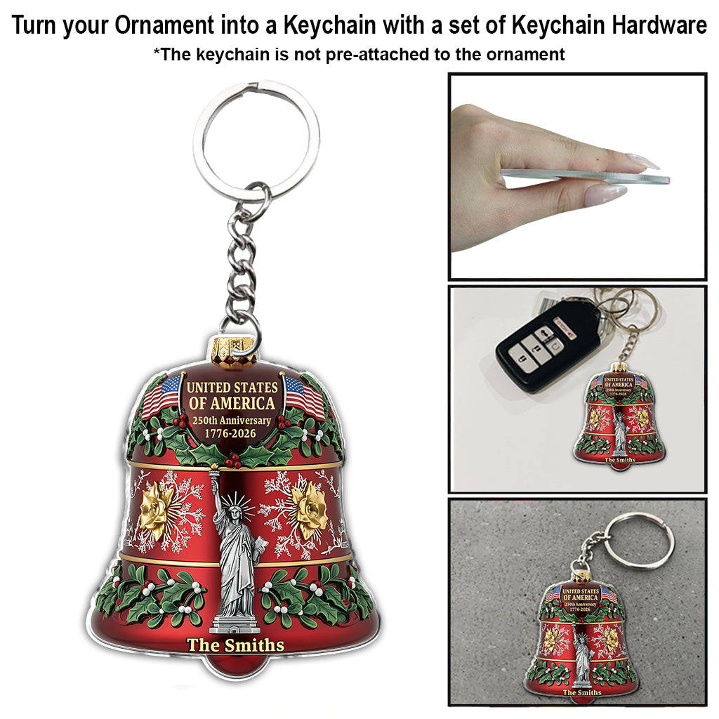 United States 250th Anniversary Bell - Personalized Family Ornament