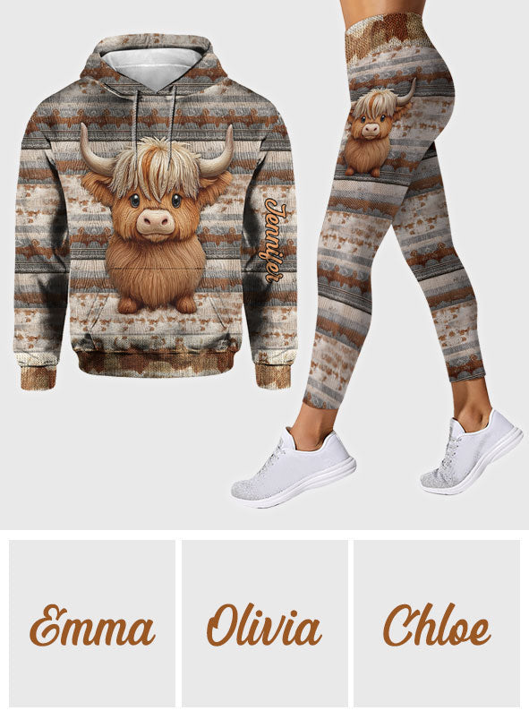 Cute Highland Cow - Personalized Highland Cow Hoodie and Leggings