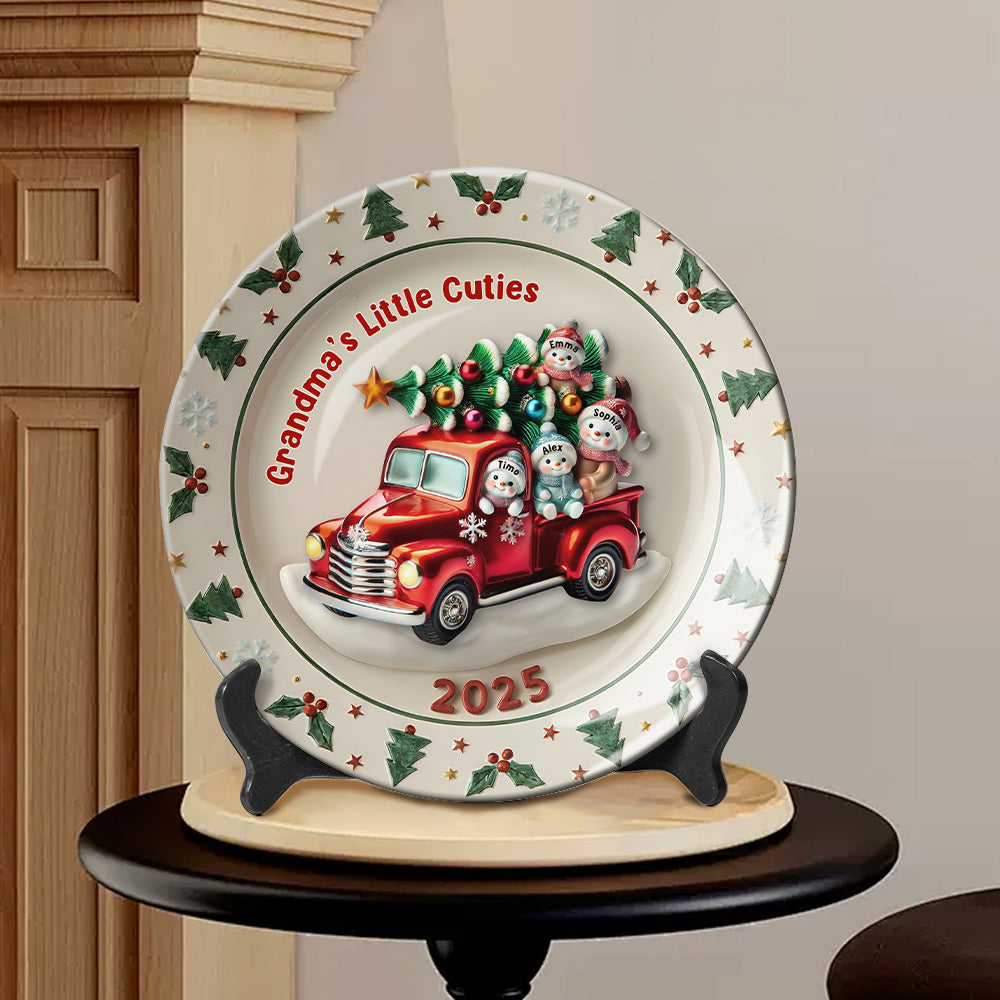 Grandma's Sweethearts - Personalized Grandma Ceramic Round Plate