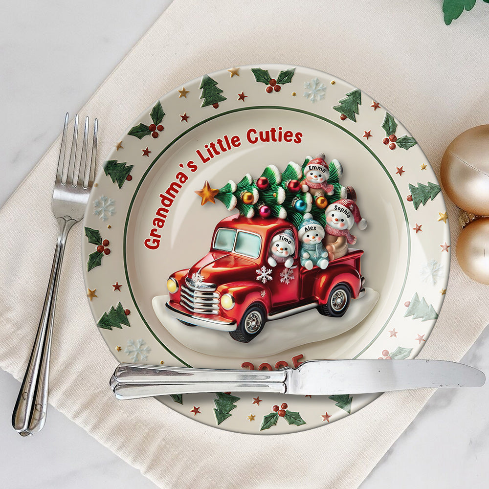 Grandma's Sweethearts - Personalized Grandma Ceramic Round Plate