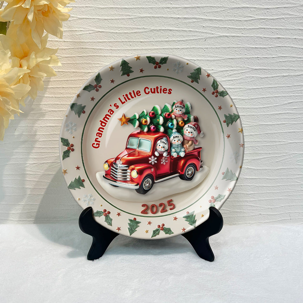 Grandma's Sweethearts - Personalized Grandma Ceramic Round Plate