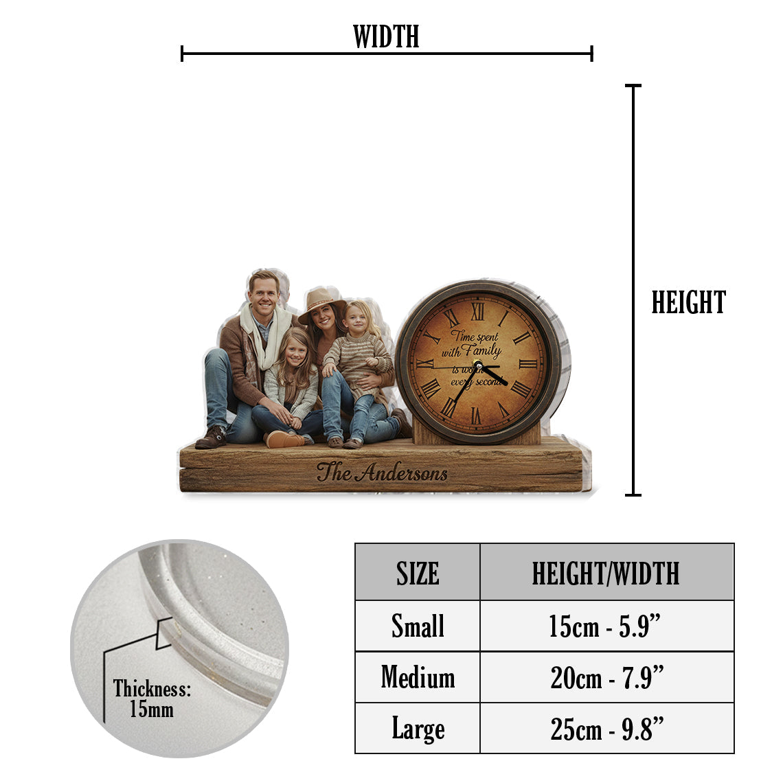 Time Spent With Family Is Worth Every Second - Personalized Family Desk Clock Plaque