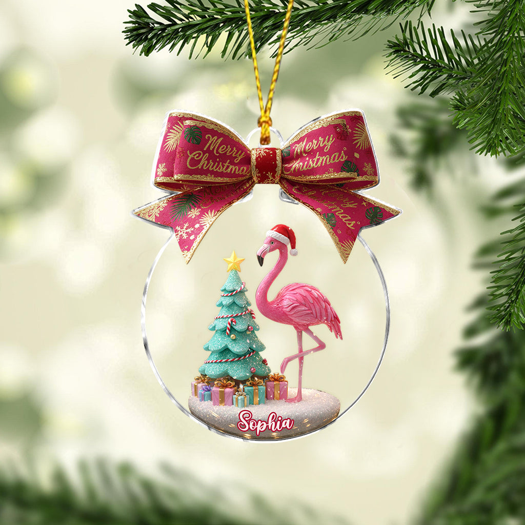 Merry Christmas - Personalized Flamingo Ornament