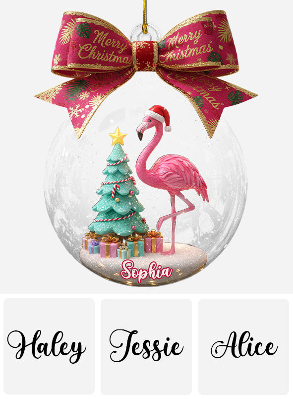 Merry Christmas - Personalized Flamingo Ornament