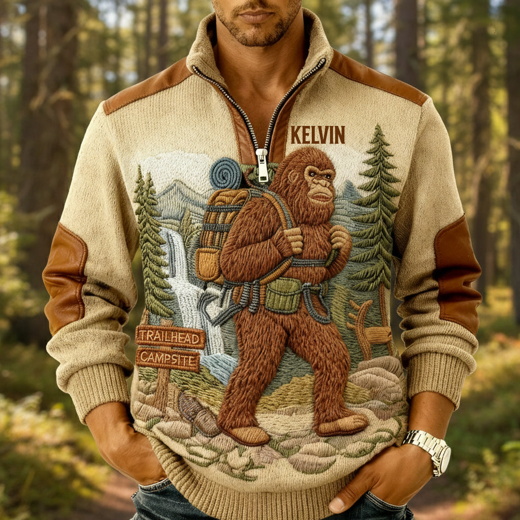 Sasquatch - Personalized Hiking Men Zip-Up Sweatshirt