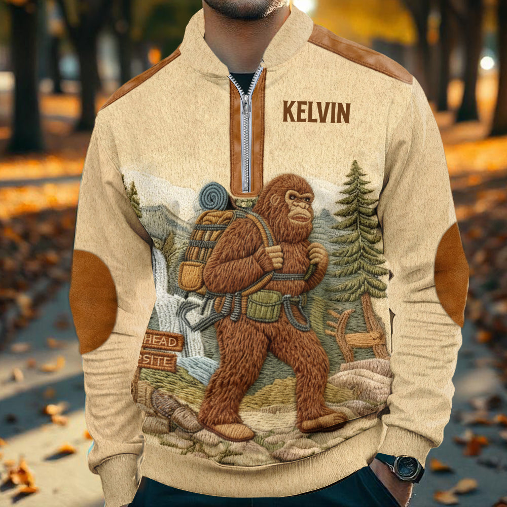 Sasquatch - Personalized Hiking Men Zip-Up Sweatshirt