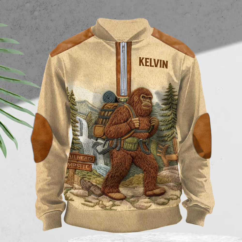 Sasquatch - Personalized Hiking Men Zip-Up Sweatshirt