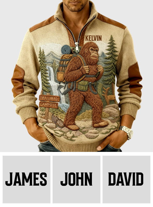 Sasquatch - Personalized Hiking Men Zip-Up Sweatshirt