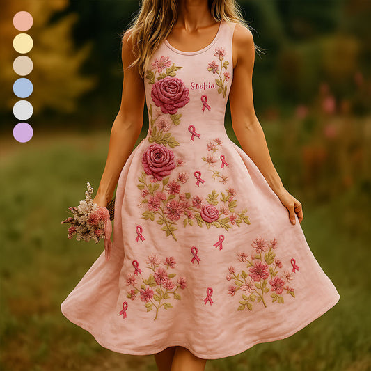 Breast Cancer Awareness - Personalized Breast Cancer Awareness Sleeveless Dress