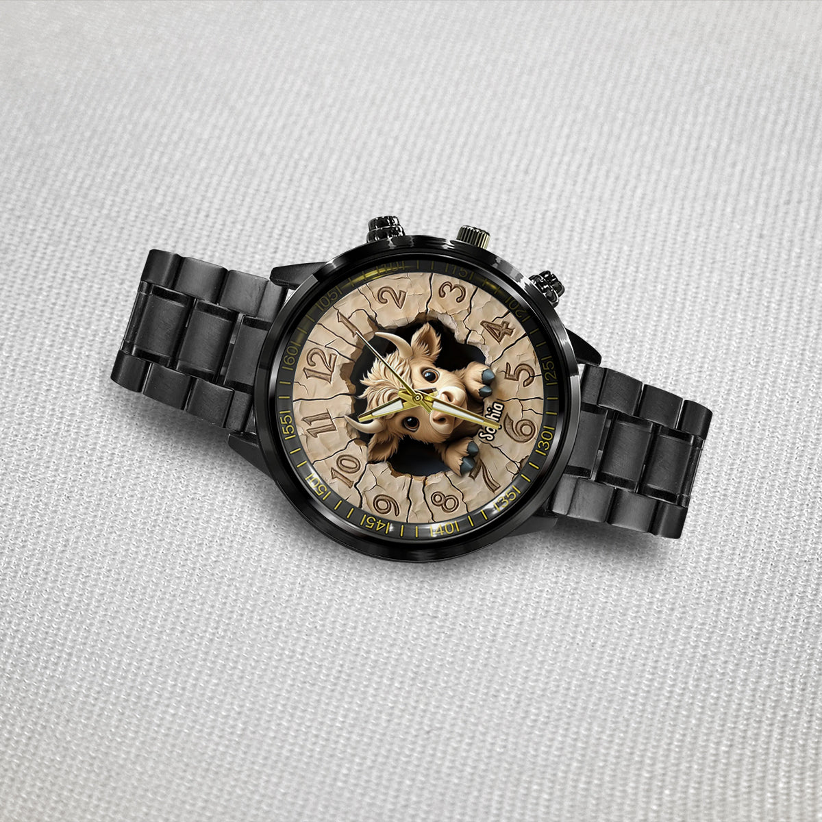 Montre à main personnalisée « Love Highland Cow »