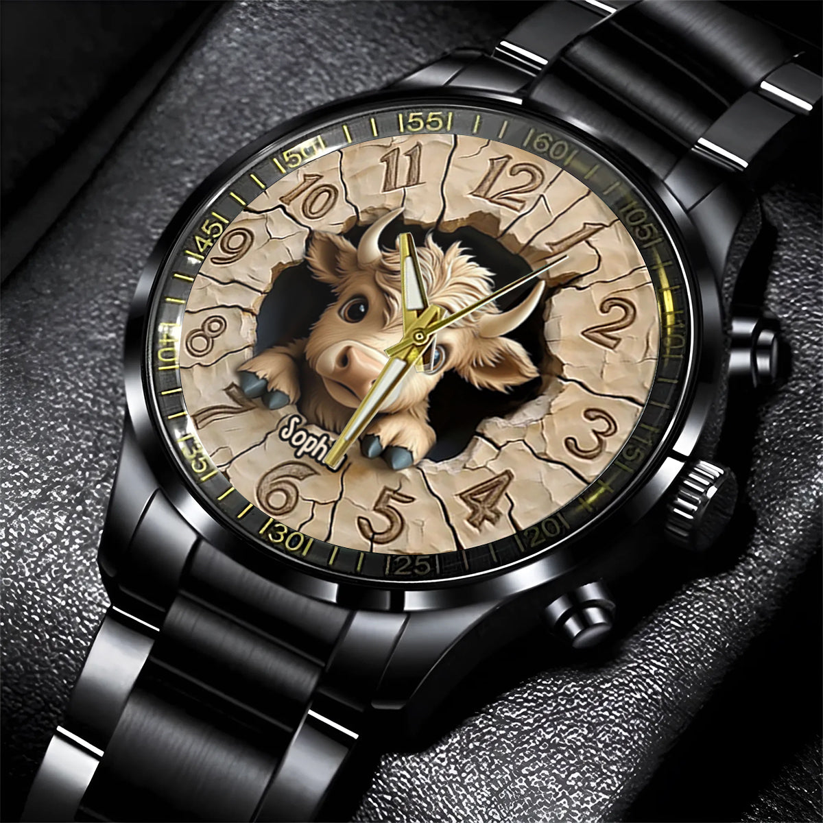 Montre à main personnalisée « Love Highland Cow »
