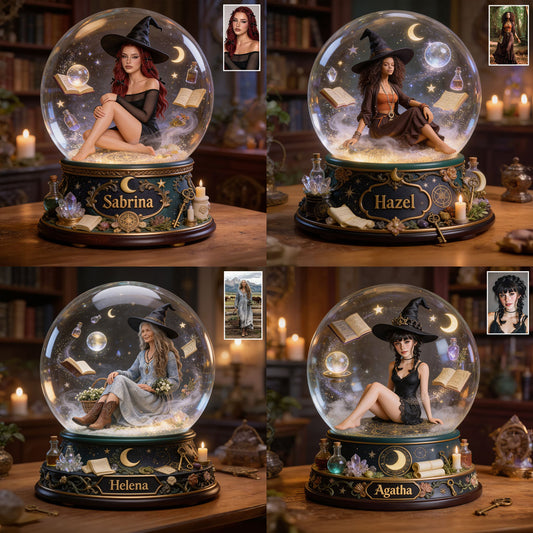 Enchanted Snow Globe - Personalized Witch Custom Shaped Acrylic Plaque