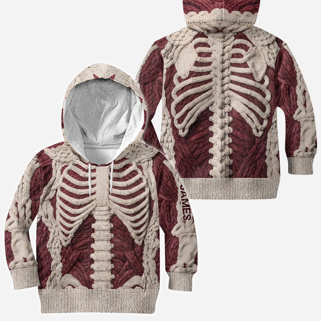 Karmesinrotes Skelett - Personalisierter Halloween Full Face Zipper Hoodie