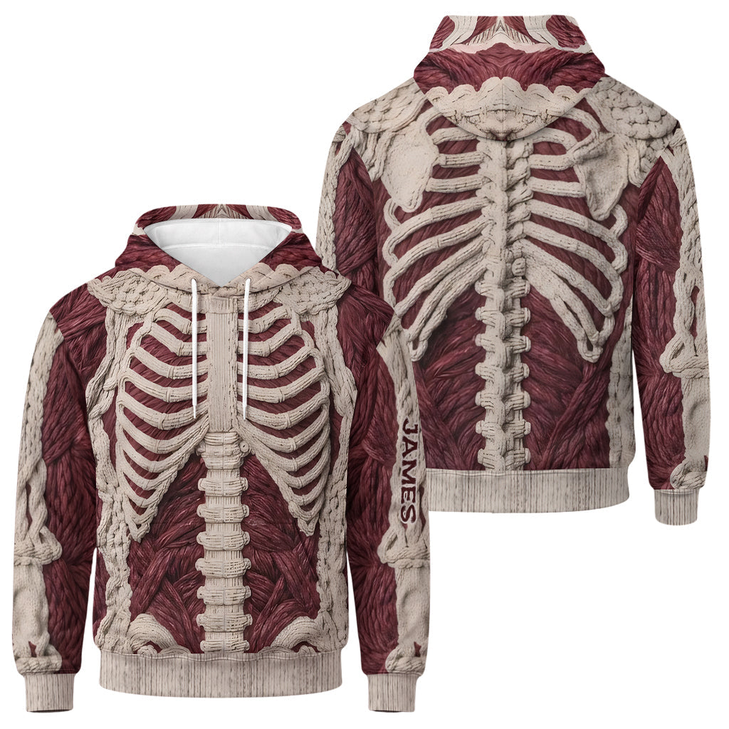 Karmesinrotes Skelett - Personalisierter Halloween Full Face Zipper Hoodie