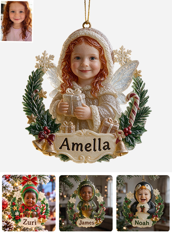 Dressed for Holiday Magic - Personalized Kid Custom Shape Glass Ornament