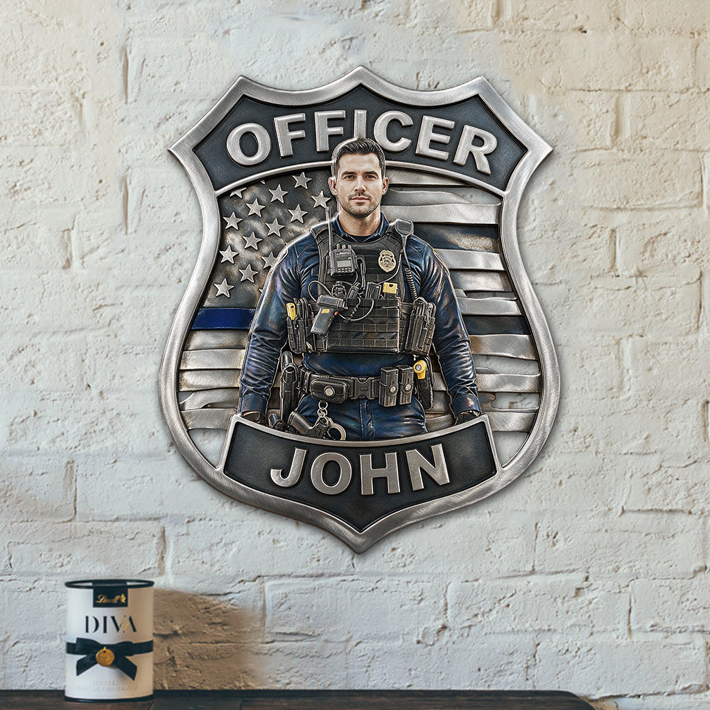 Police Officer - Personalized Police Officer 3D Printed Cut Metal Sign