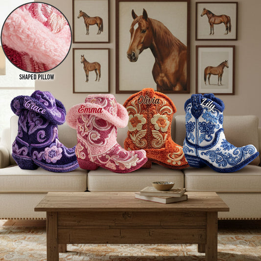 Strong Cowgirl - Personalized Cowgirl Faux Fur Shaped Pillow