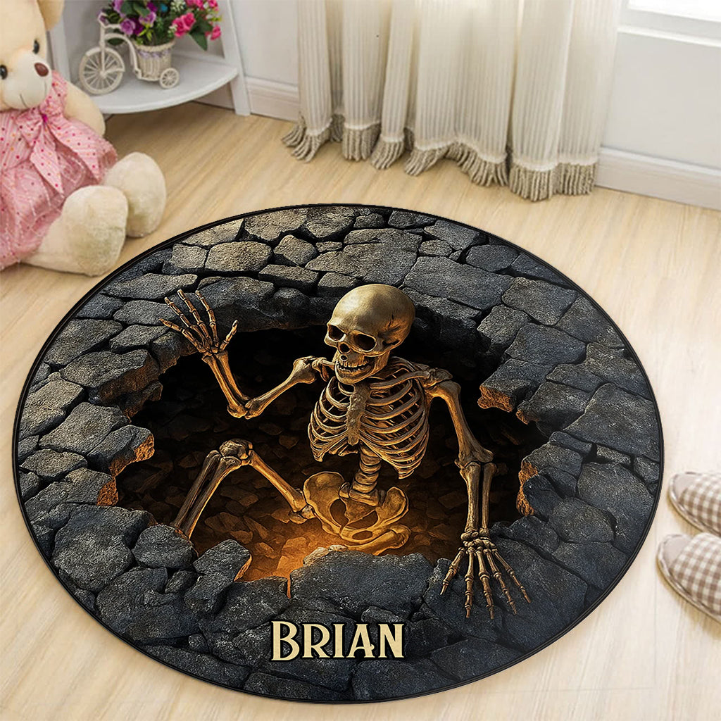 Spooky Halloween - Personalized Skull Round Rug