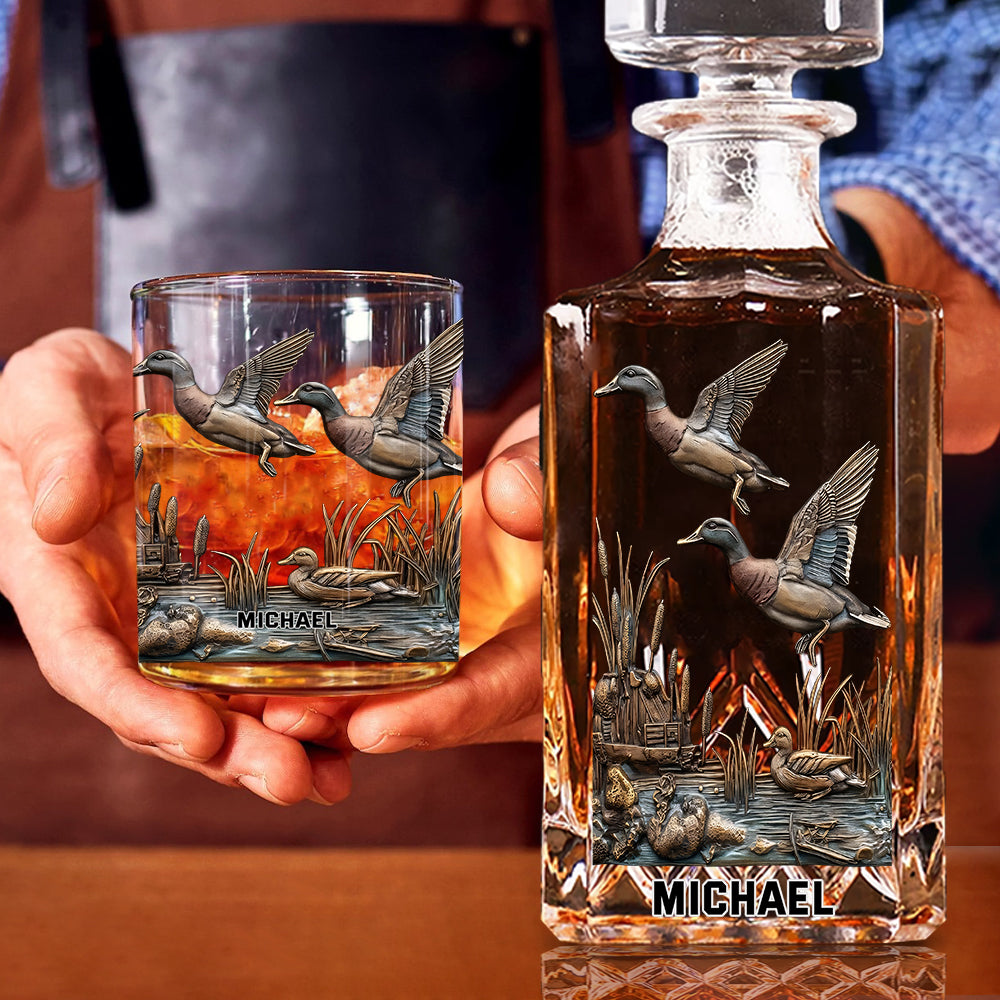 Duck Hunting - Personalized Hunting Whiskey Decanter Set